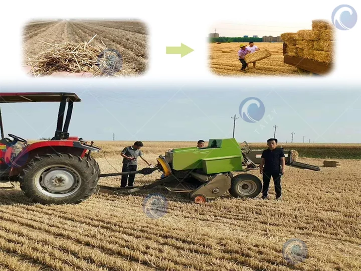 밀짚 포장기 기계 작동